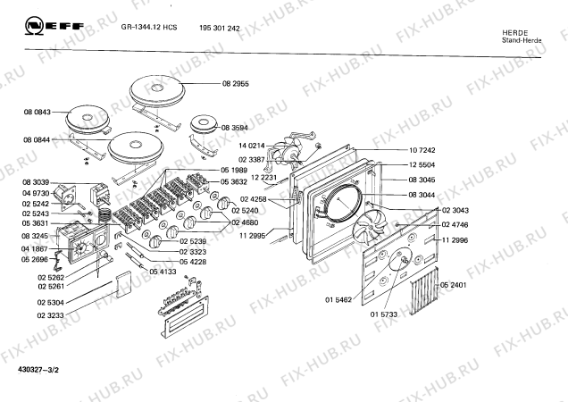 Взрыв-схема плиты (духовки) Neff 195301242 GR-1344.12HCS - Схема узла 02