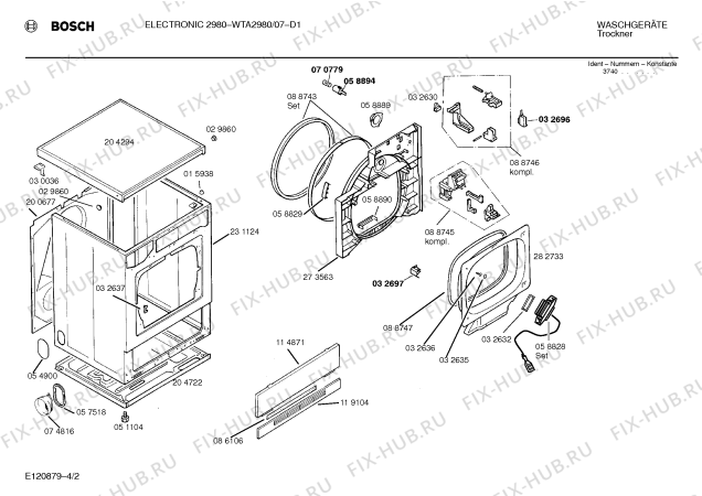 Схема №2 WTA2980 ELECTRONIC 2980 с изображением Панель для сушилки Bosch 00277811