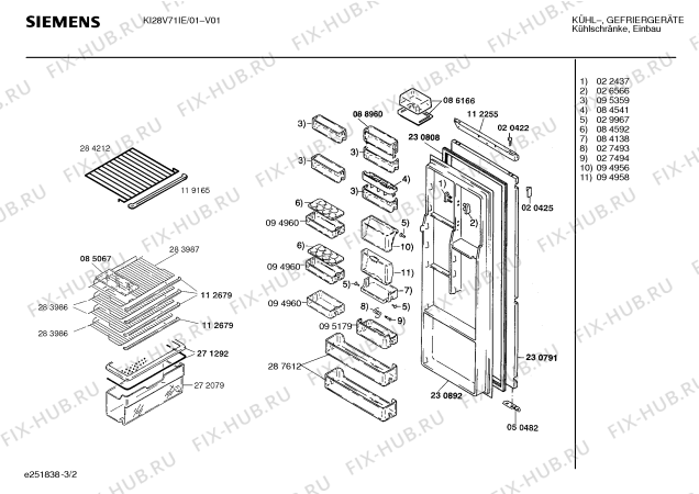 Взрыв-схема холодильника Siemens KI28V71IE - Схема узла 02