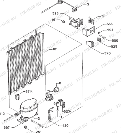 Взрыв-схема холодильника Blomberg GT19550 - Схема узла Cooling system 017