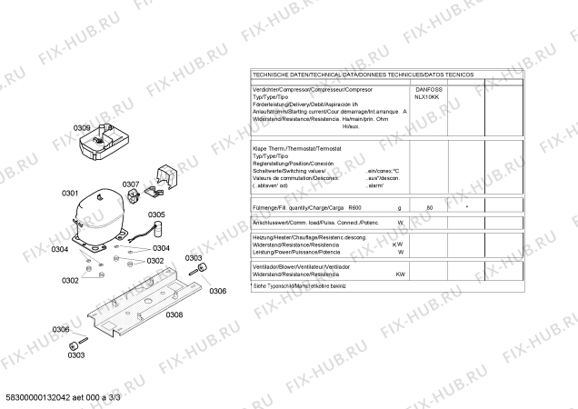 Взрыв-схема холодильника Bosch KGV36X13 - Схема узла 03