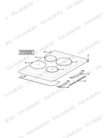 Взрыв-схема плиты (духовки) Electra EL323W - Схема узла H10 Hob