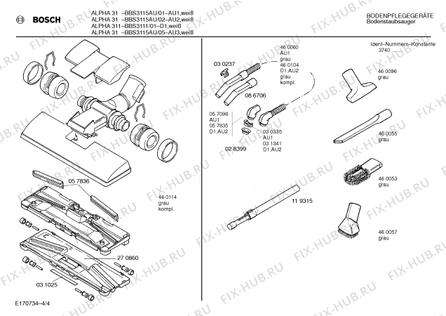 Взрыв-схема пылесоса Bosch BBS3115AU ALPHA 31 - Схема узла 04