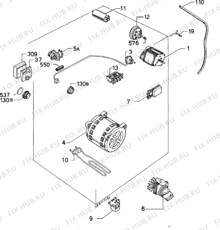 Взрыв-схема стиральной машины Zanussi ZF823XG - Схема узла Electrical equipment 268