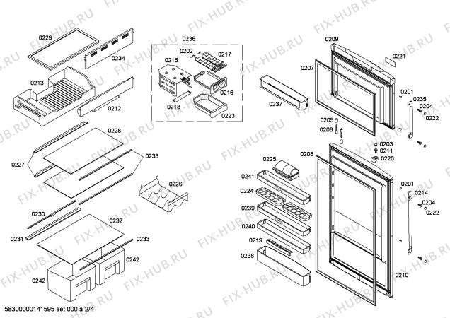 Схема №2 P1KCS3710D с изображением Дверь для холодильной камеры Bosch 00246300