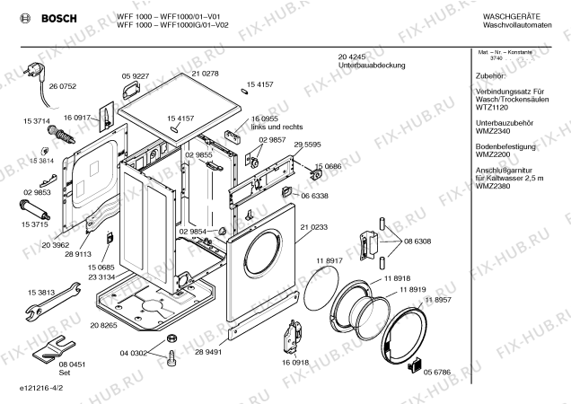 Схема №4 WFF1100IG WFF1100 с изображением Инструкция по эксплуатации для стиральной машины Bosch 00519421
