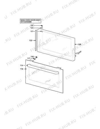 Взрыв-схема плиты (духовки) Zanussi ZHF470X - Схема узла H10 Main Oven Door (large)