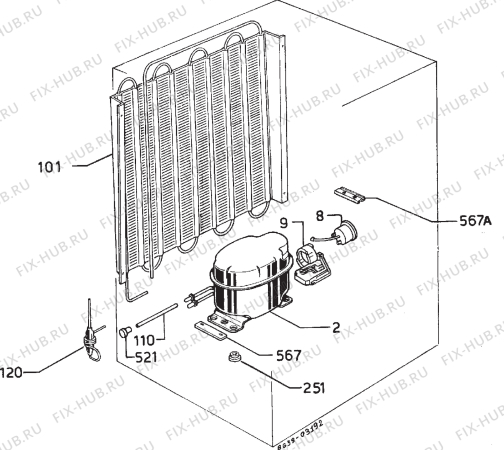 Взрыв-схема холодильника Privileg 019930 7 - Схема узла Freezer cooling system