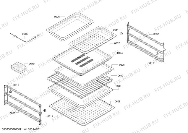 Взрыв-схема плиты (духовки) Bosch HBC38D754 - Схема узла 06