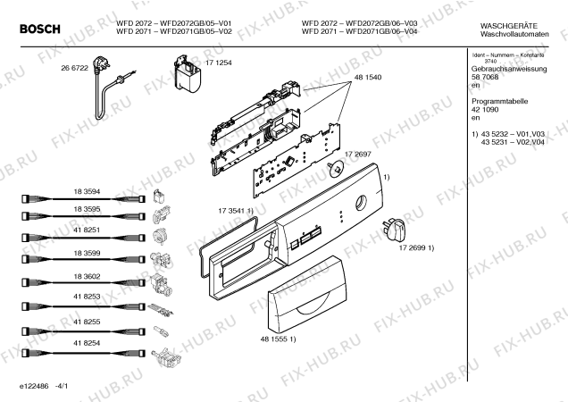 Схема №3 WFH2020FG WFH2020 с изображением Бак для стиральной машины Bosch 00239128