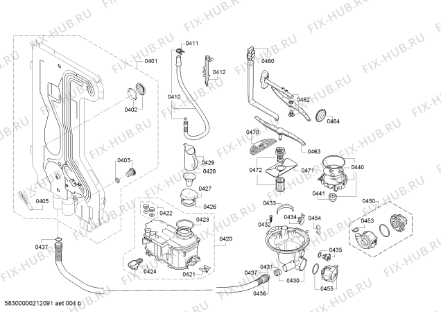 Взрыв-схема посудомоечной машины Siemens SN235W05AE, iQ300 - Схема узла 04