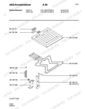 Взрыв-схема плиты (духовки) Aeg 7020E-D - Схема узла Section4