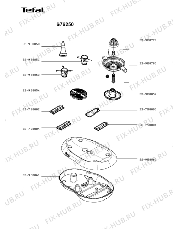 Взрыв-схема кухонного комбайна Tefal 676250 - Схема узла YP003049.0P2