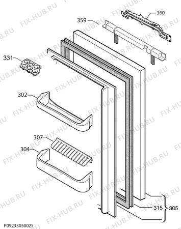 Взрыв-схема холодильника Zanussi ZQA14032DV - Схема узла Door