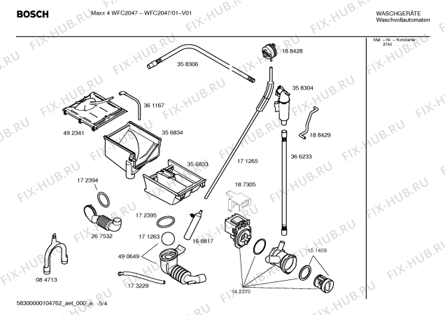 Взрыв-схема стиральной машины Bosch WFC2047 Maxx 4 WFC 2047 - Схема узла 04