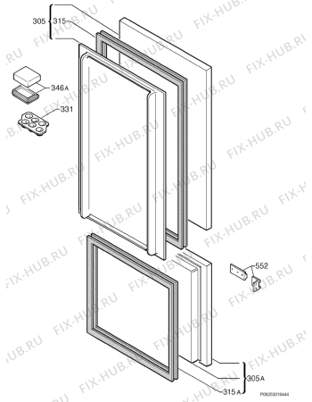 Взрыв-схема холодильника Arthurmartinelux ARN2828 - Схема узла Door 003