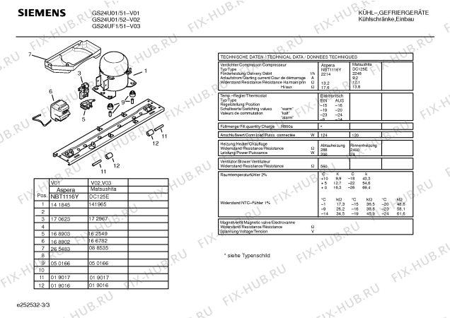 Взрыв-схема холодильника Siemens GS24U01 - Схема узла 03