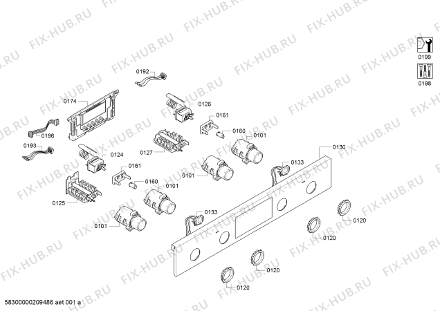 Схема №5 NBA5570S0B с изображением Панель управления для плиты (духовки) Bosch 11024879
