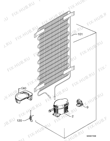 Взрыв-схема холодильника Electrolux ERW19001W8 - Схема узла Cooling system 017