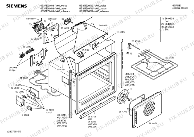 Взрыв-схема плиты (духовки) Siemens HB37E60 - Схема узла 02