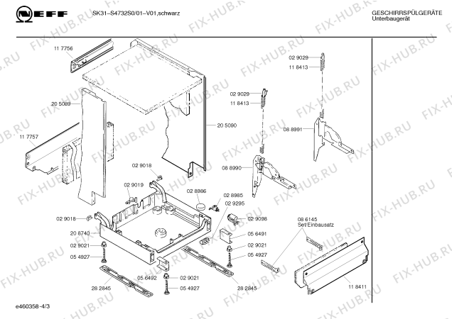 Схема №4 S4732S0 SK 31 с изображением Панель для посудомоечной машины Bosch 00288091