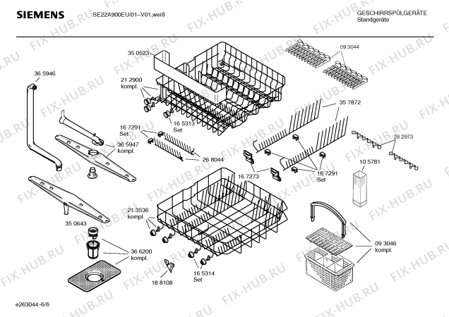 Взрыв-схема посудомоечной машины Siemens SE22A900EU Family - Схема узла 06