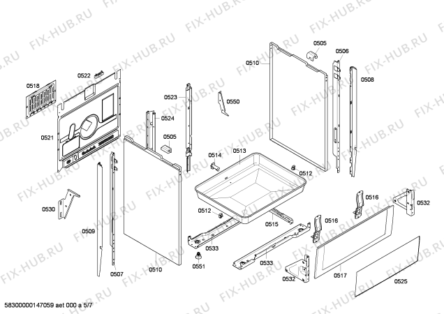 Взрыв-схема плиты (духовки) Bosch HCE854450 - Схема узла 05