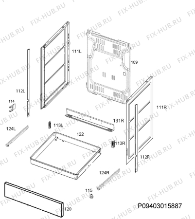 Взрыв-схема плиты (духовки) Electrolux EKI54551OW - Схема узла Housing 001