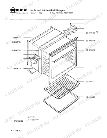 Взрыв-схема плиты (духовки) Neff 1114441501 1444/11NSW - Схема узла 03