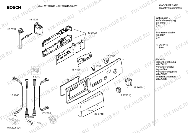 Схема №2 WFO2840 Maxx WFO 2840 с изображением Таблица программ для стиралки Bosch 00584487
