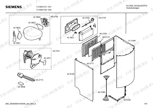 Схема №2 TJ10001 dressman с изображением Панель для утюга (парогенератора) Siemens 00493846