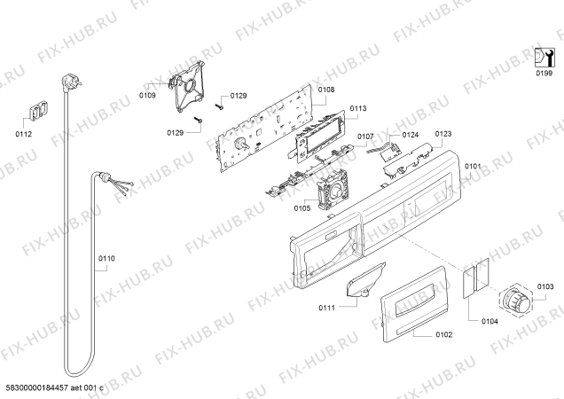 Схема №4 WAY327X0 с изображением Панель управления для стиралки Bosch 11024029