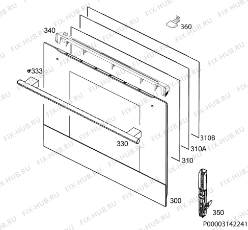 Взрыв-схема плиты (духовки) Ikea KULINARISK 50421060 - Схема узла Door