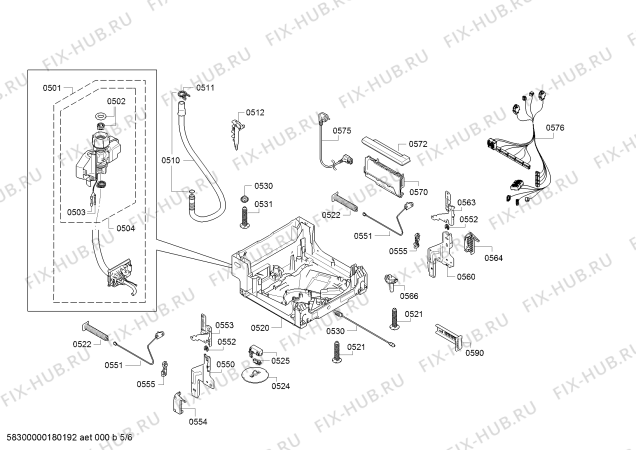 Схема №5 SPV53M00EU с изображением Передняя панель для посудомоечной машины Bosch 00707429