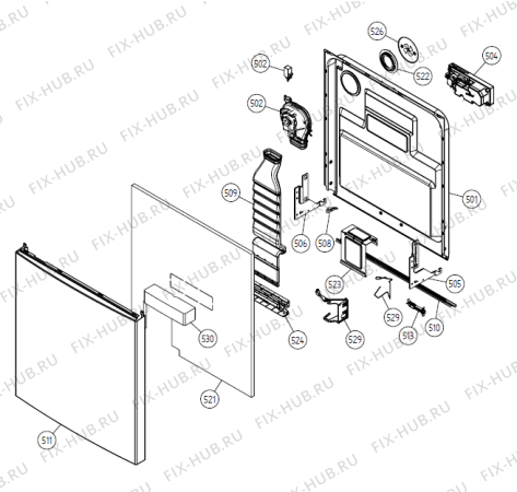 Схема №1 DM 16 Brilliant SE   -White Bi Soft (900001022, DW20.1) с изображением Дверь для электропосудомоечной машины Gorenje 441337