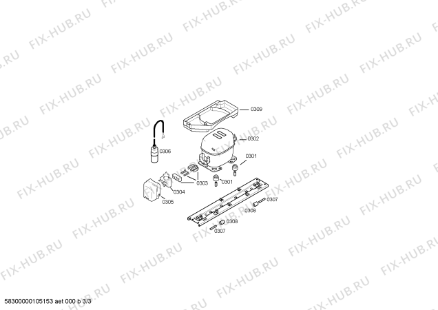Взрыв-схема холодильника Bosch KIR25475 - Схема узла 03