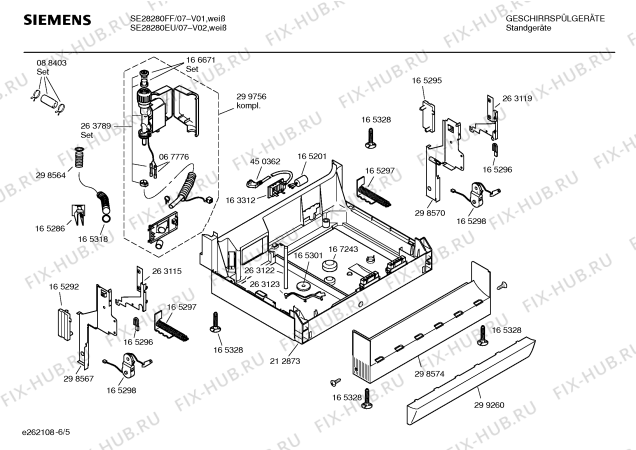 Взрыв-схема посудомоечной машины Siemens SE28280EU - Схема узла 05