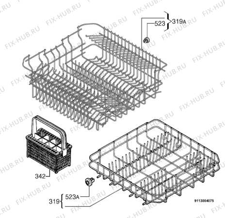 Схема №3 FAV2403 с изображением Ящик (корзина) для посудомоечной машины Aeg 1529865352