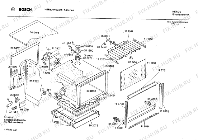 Взрыв-схема плиты (духовки) Bosch HBE630N69 - Схема узла 02