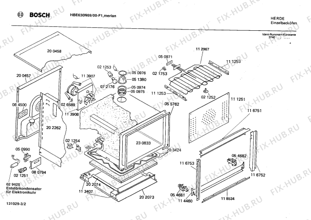 Схема №2 0750452202 HBE630N с изображением Панель для электропечи Bosch 00117221