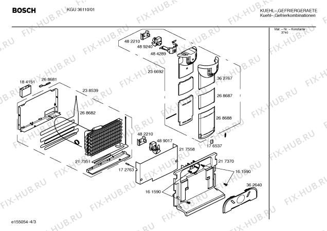 Взрыв-схема холодильника Bosch KGU36110 - Схема узла 03
