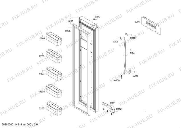 Схема №3 3FAL4651 с изображением Дверь для холодильника Bosch 00711768