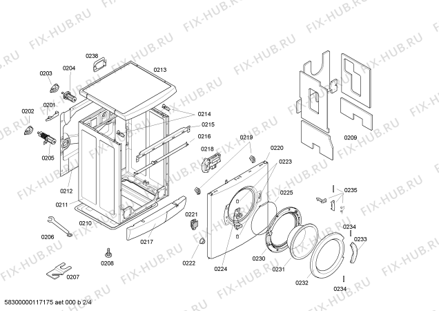 Схема №2 WM16E4S0 с изображением Панель управления для стиралки Siemens 00449653