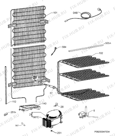 Взрыв-схема холодильника Husqvarna Electrolux QRT4215W - Схема узла Cooling system 017
