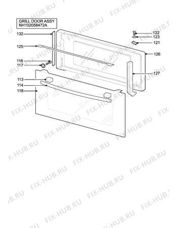 Взрыв-схема плиты (духовки) Electrolux EOG9330BN - Схема узла H10 Grill door assy