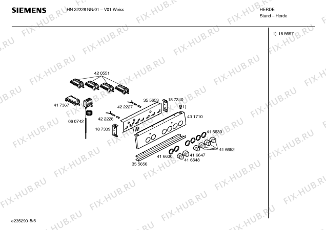 Взрыв-схема плиты (духовки) Siemens HN22228NN - Схема узла 05