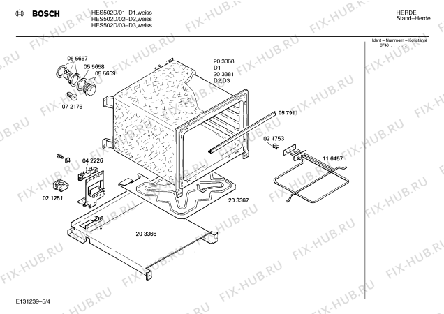 Взрыв-схема плиты (духовки) Bosch HES502D - Схема узла 04