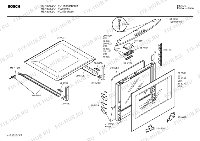 Схема №4 HEN305Q с изображением Инструкция по эксплуатации для плиты (духовки) Bosch 00522956