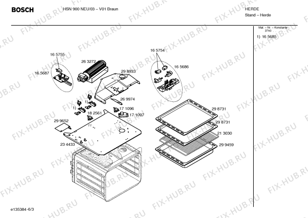 Схема №4 HB53261EU с изображением Кронштейн для плиты (духовки) Bosch 00298942