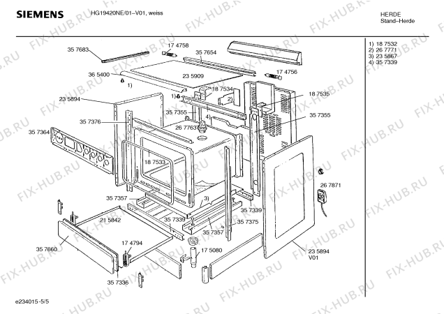 Взрыв-схема плиты (духовки) Siemens HG19420NE Siemens - Схема узла 05